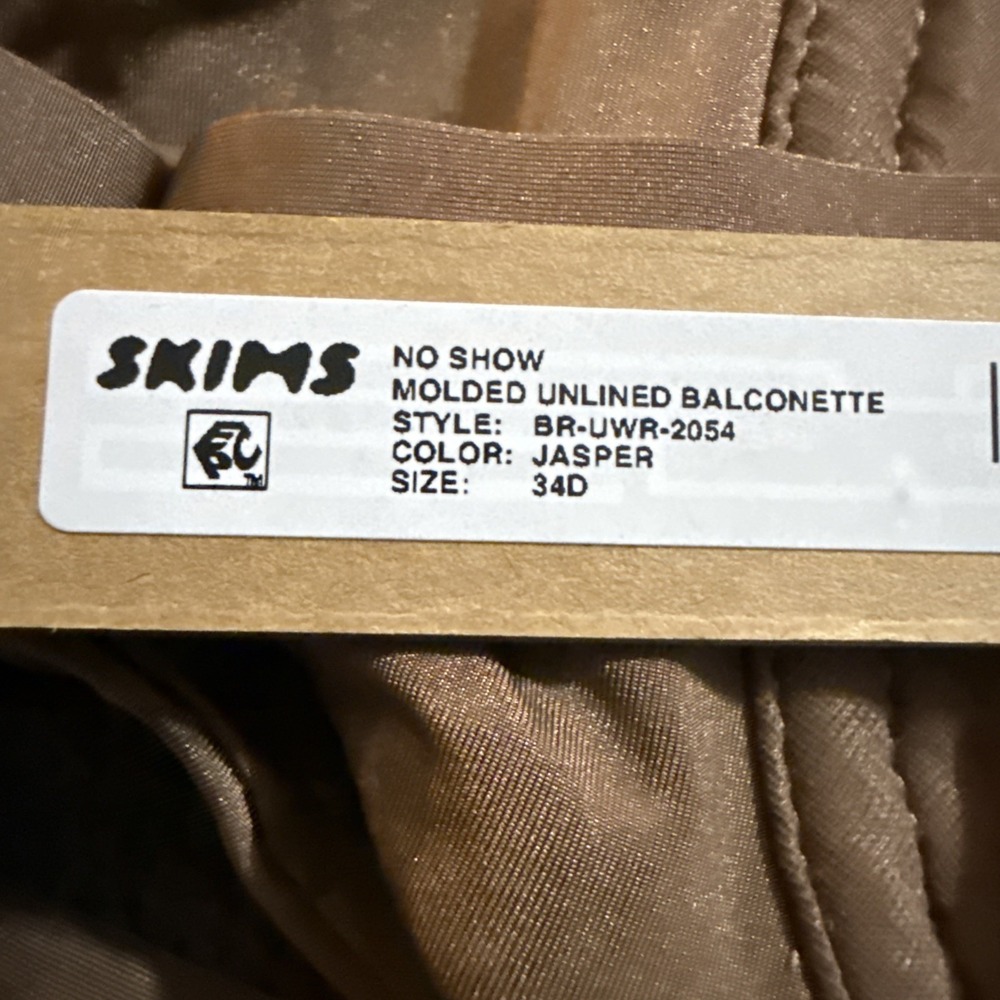 Skims Fits No Show Molded Unlined Balconette Bra Jasper Brown 34D BR-UWR-2054 - Picture 5 of 5